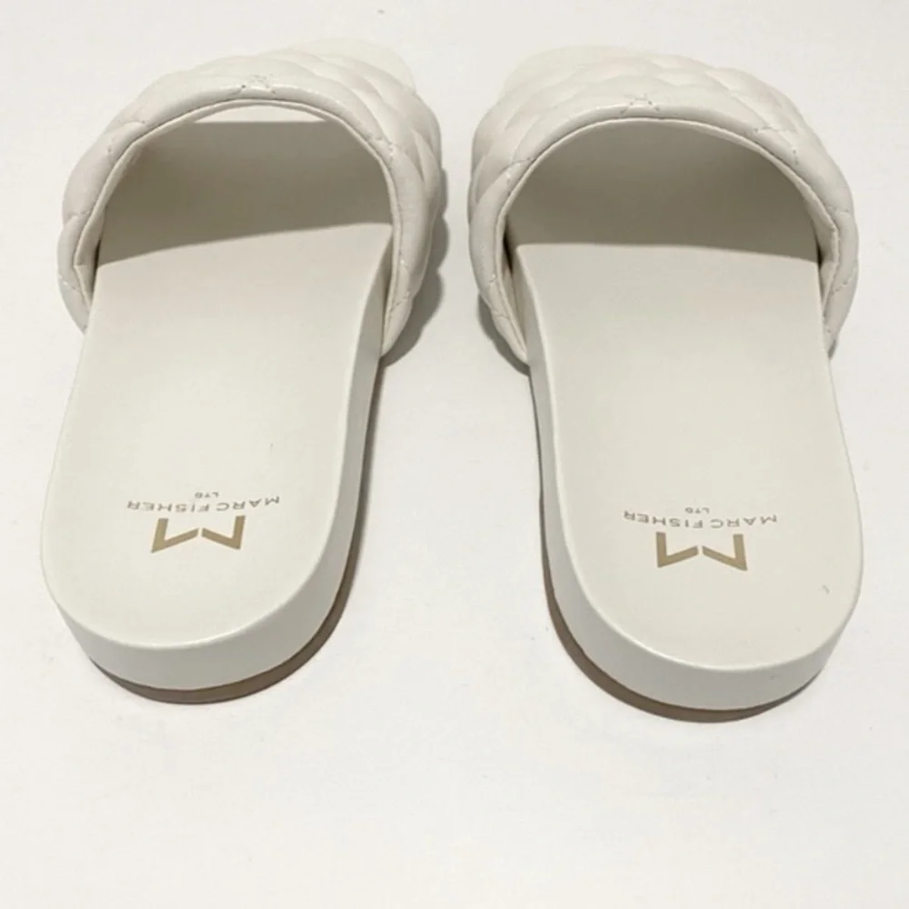 Marc Fisher Ivory Imenal Slip On Leather Sandals NWT
